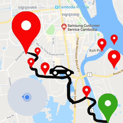 Bản đồ minh họa đường đi đến bến đò Vĩnh Trẹ An Giang